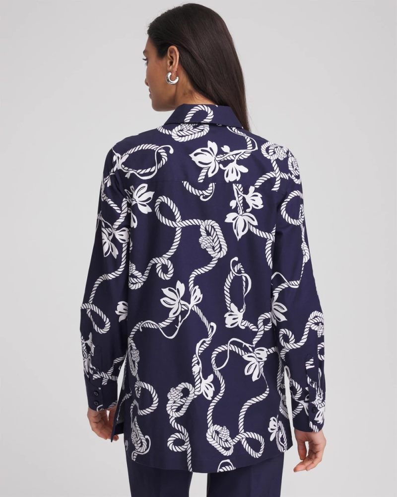Chicos No Iron Rope Print Tunic - PASSPORT BLUE