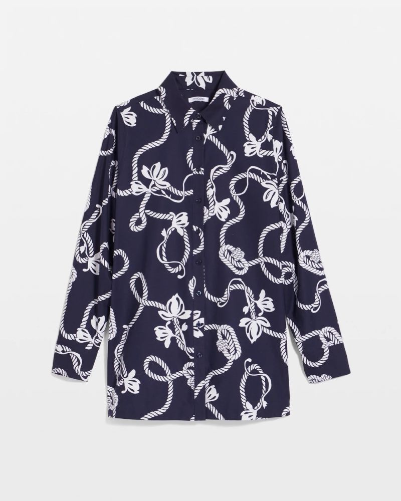 Chicos No Iron Rope Print Tunic - PASSPORT BLUE