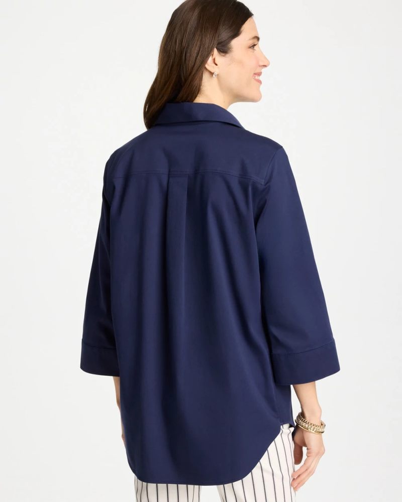 Chicos No Iron Stretch Popover Tunic - PASSPORT BLUE