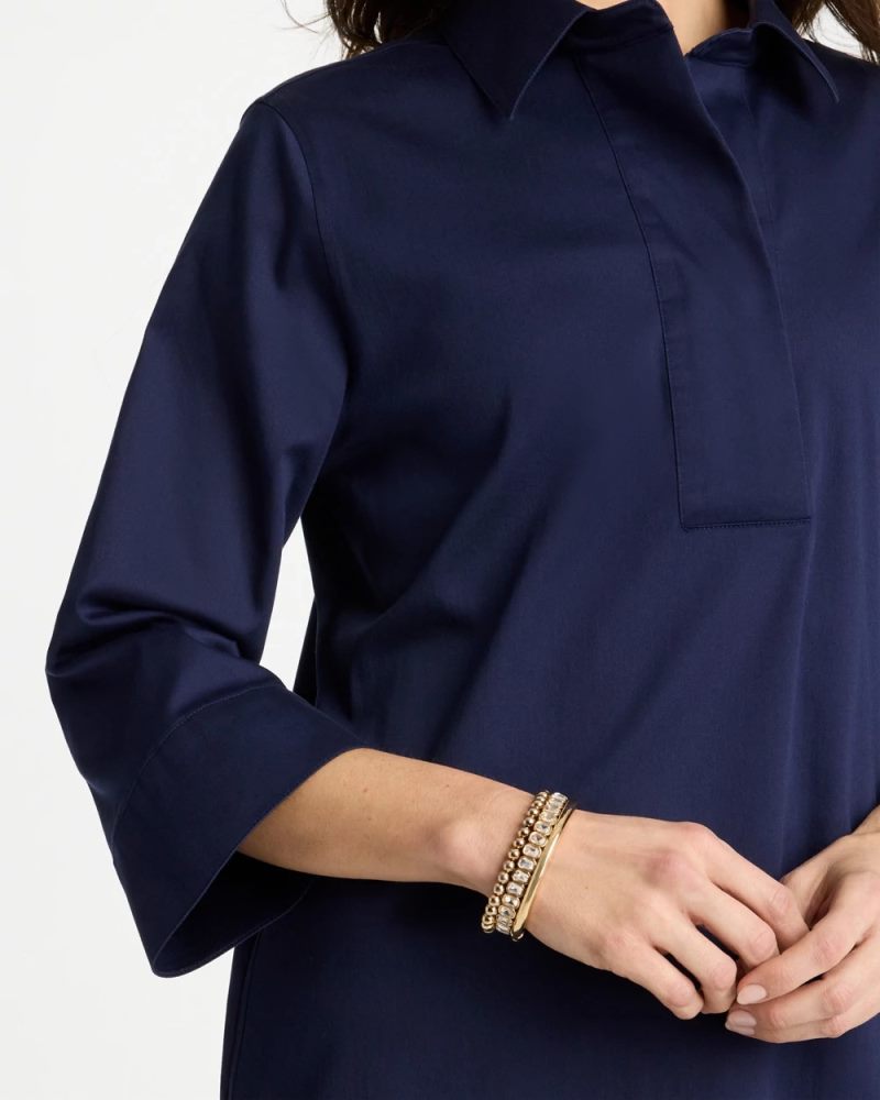 Chicos No Iron Stretch Popover Tunic - PASSPORT BLUE