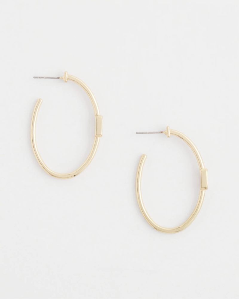 Chicos Gold Oval Hoop Earrings - GOLD