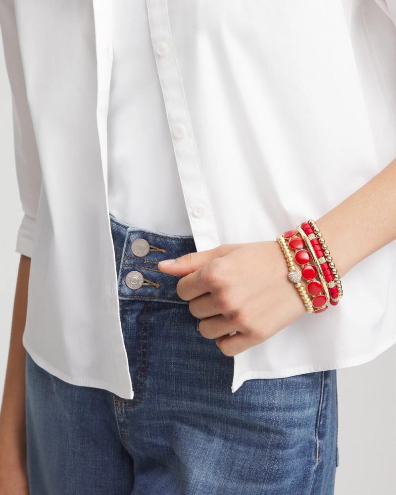 Chicos Gold Heart Stretch Bracelet - GOLD