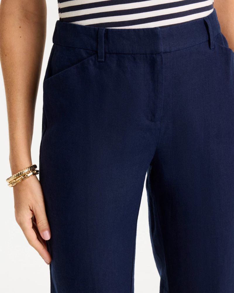 Chicos Linen Fly Front Pants - PASSPORT BLUE
