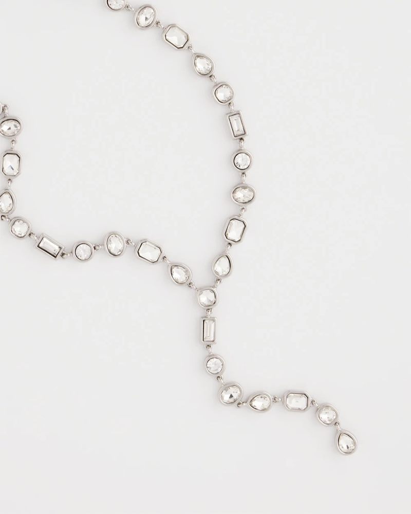 Chicos Bezel Set Silvertone Y-Necklace - SILVER