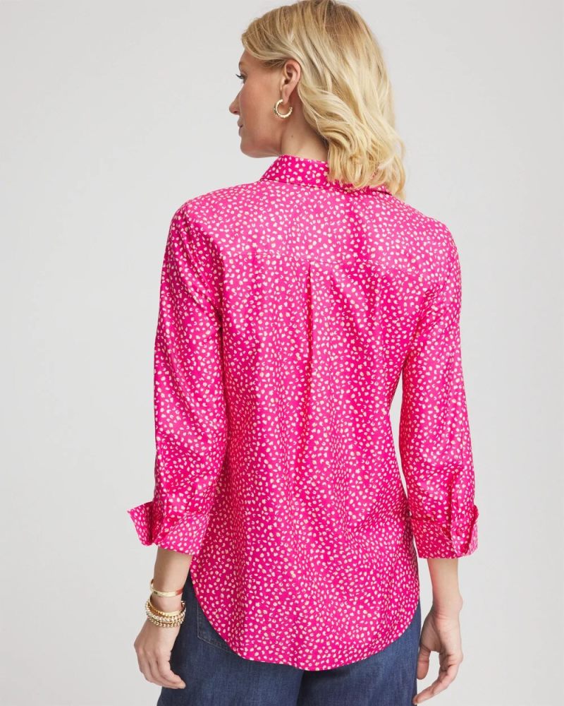 Chicos No Iron Cheetah Stretch Shirt - CRUSHED BERRIES