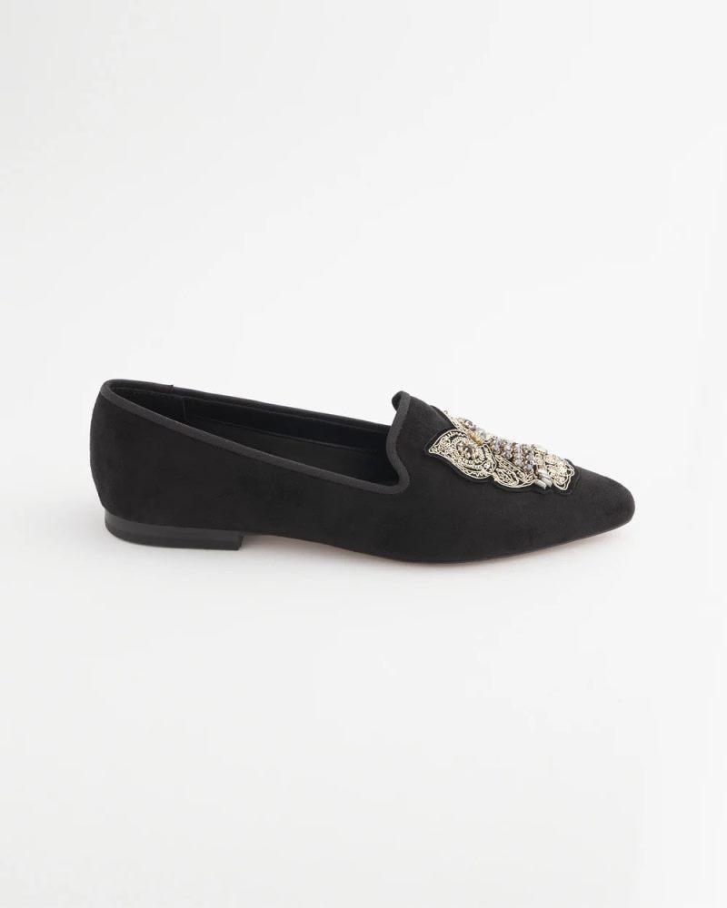 Chicos Black Microsuede Loafers - BLACK