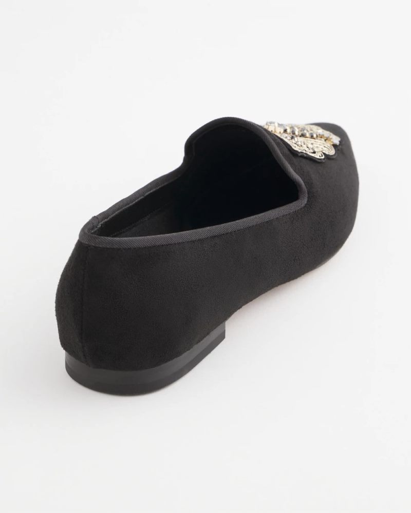 Chicos Black Microsuede Loafers - BLACK