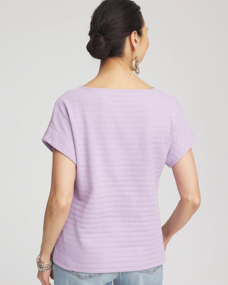 Chicos Cap Sleeve Textured Tee - GENTLE LAVENDER
