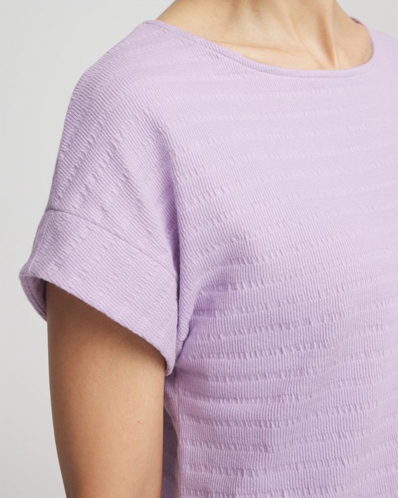 Chicos Cap Sleeve Textured Tee - GENTLE LAVENDER