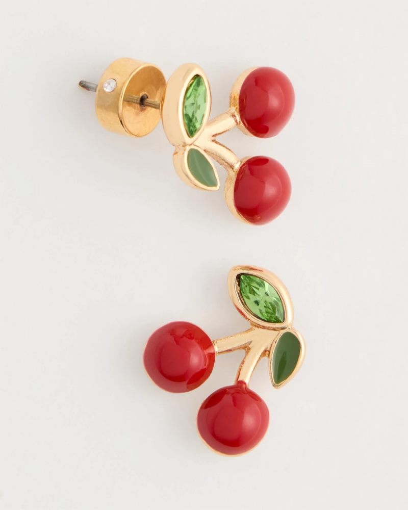 Chicos Red Cherry Stud Earrings - RED