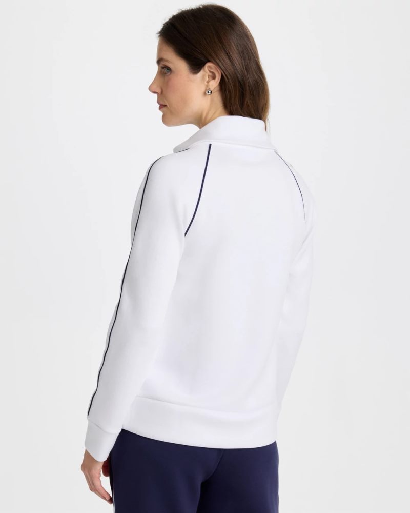 Chicos Zenergy® Soft Pique Half-Zip Pullover Top - ALABASTER