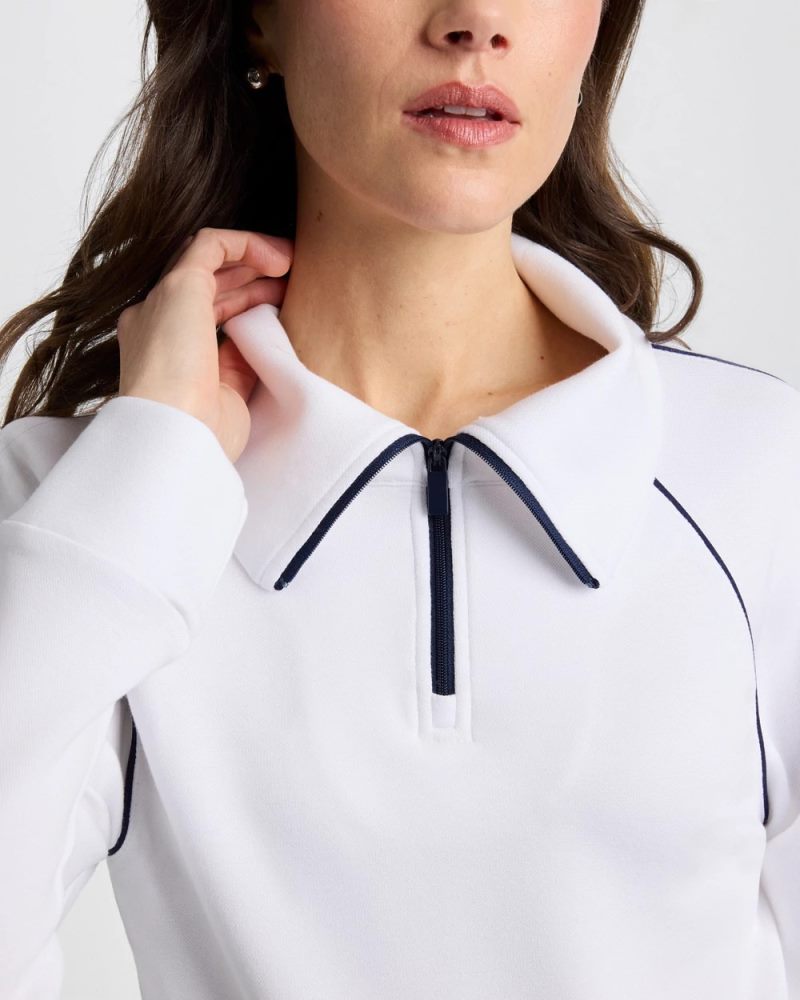 Chicos Zenergy® Soft Pique Half-Zip Pullover Top - ALABASTER