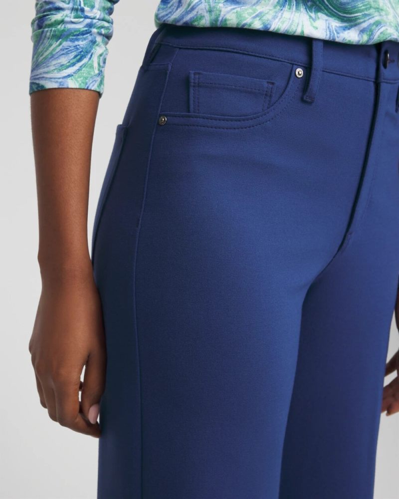 Chicos Five-Pocket Wide-Leg Ponte Pants - DUSKY BLUE