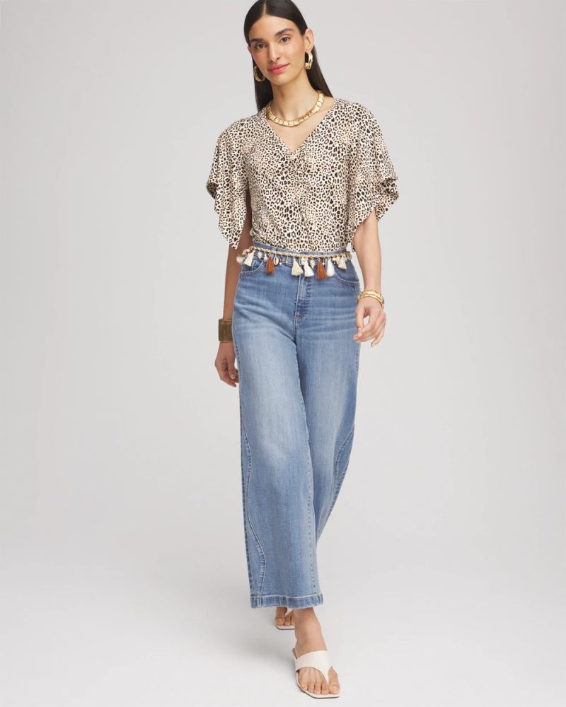 Chicos Touch of Cool™ Handkerchief-Sleeve V-Neck Tee - ECRU
