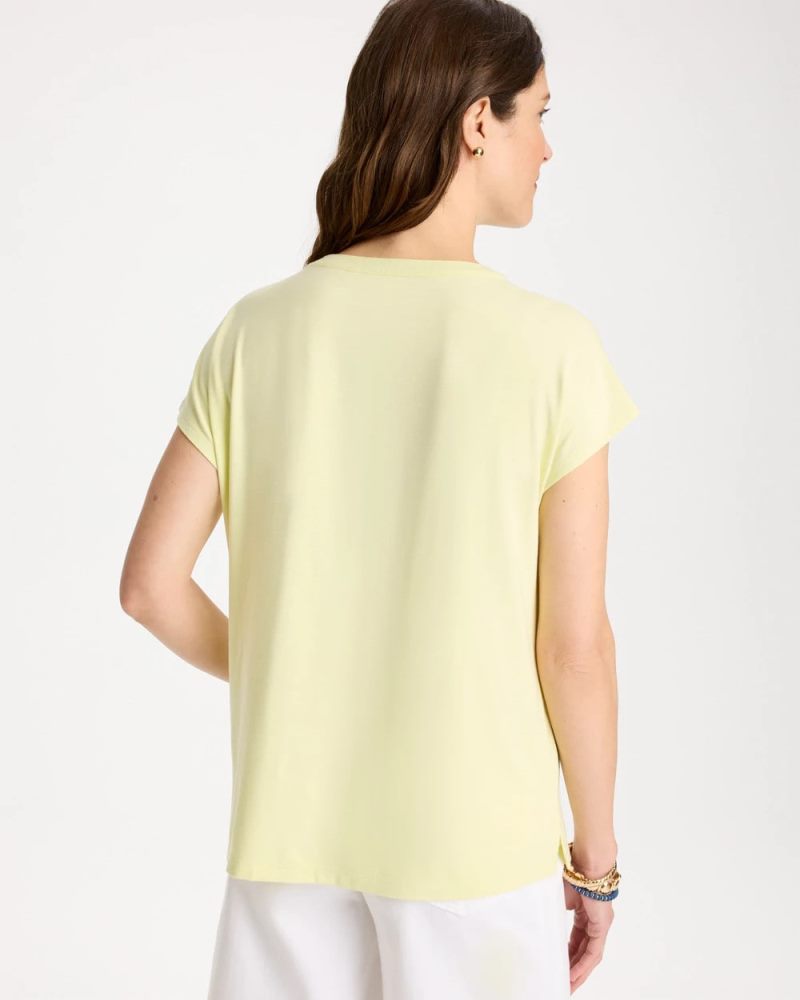 Chicos Refined Button Tee - SAGE LIME