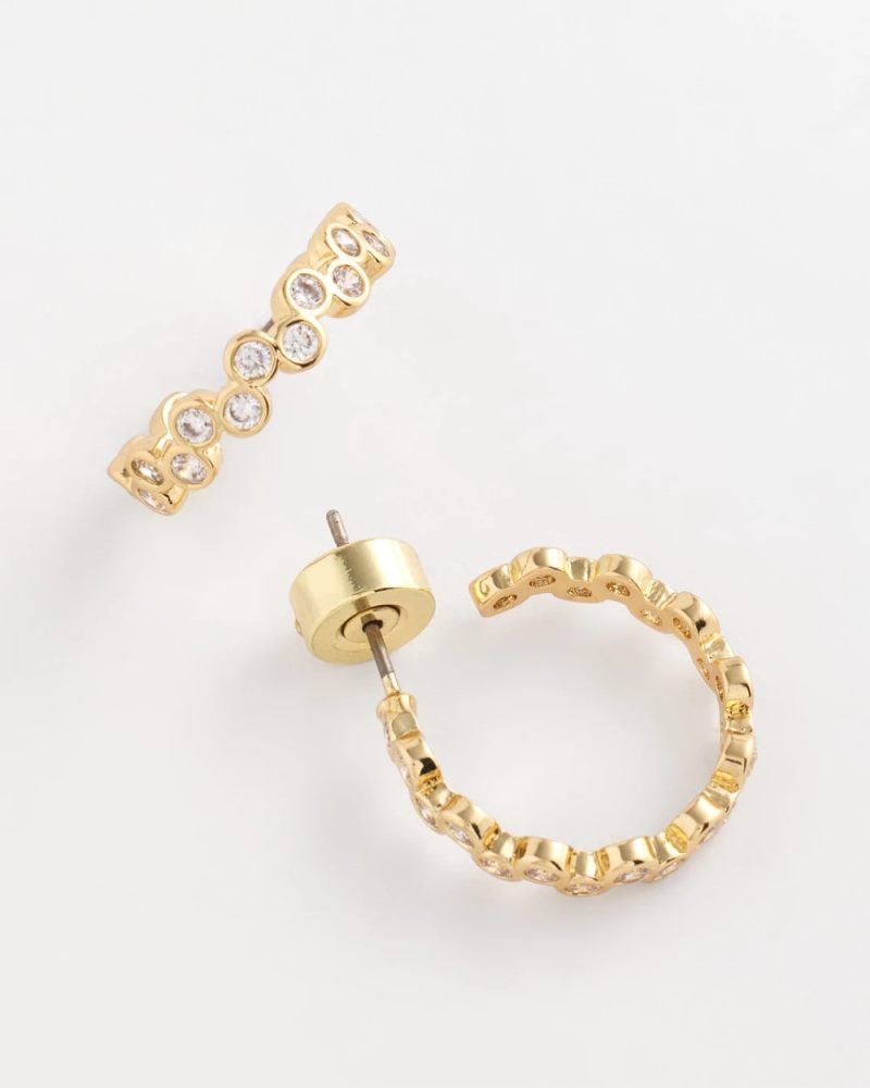 Chicos Goldtone Cubic Zirconia Hoop Earrings - GOLD