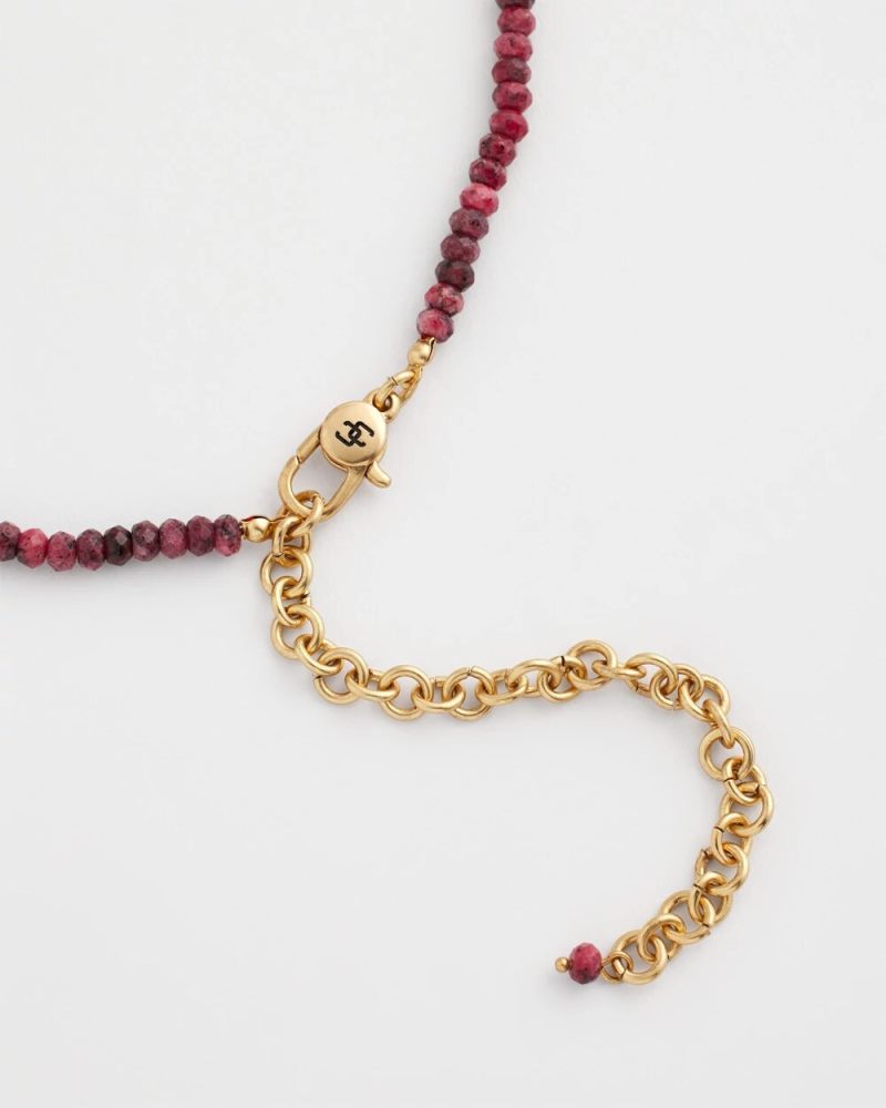 Chicos Rhodonite Stone Beaded Short Necklace - PURPLE