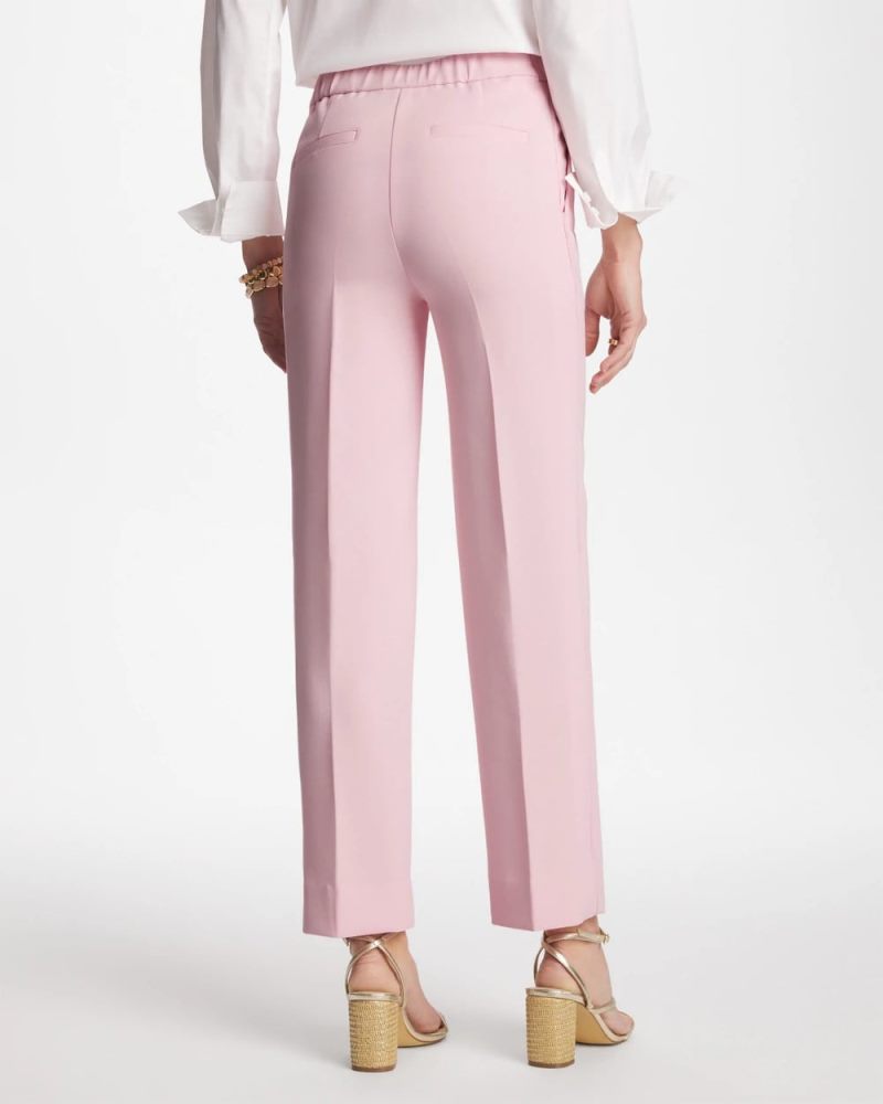 Chicos Textured Straight Tapered Ankle Pants - SWEET BLOSSOM