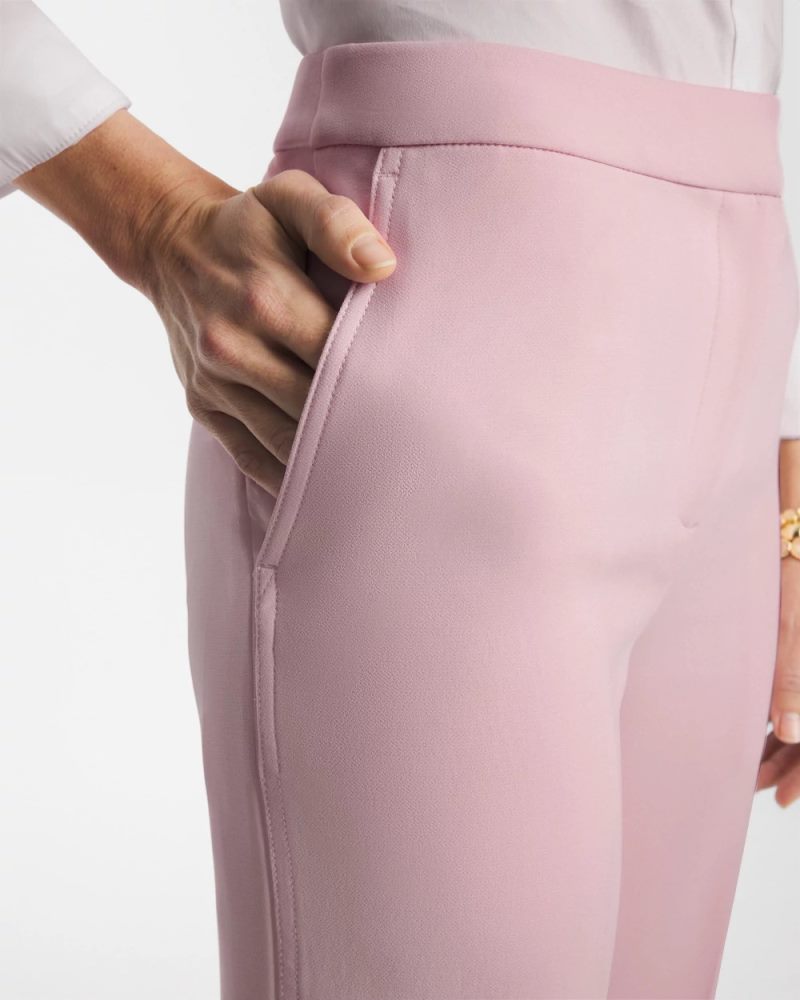 Chicos Textured Straight Tapered Ankle Pants - SWEET BLOSSOM