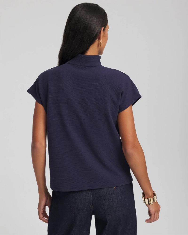 Chicos Ottoman Cap Sleeve Tee - PASSPORT BLUE
