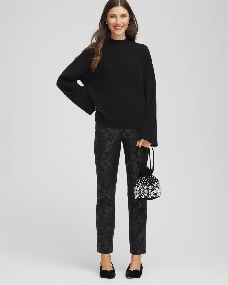 Chicos Cashmere Mockneck Sweater - BLACK