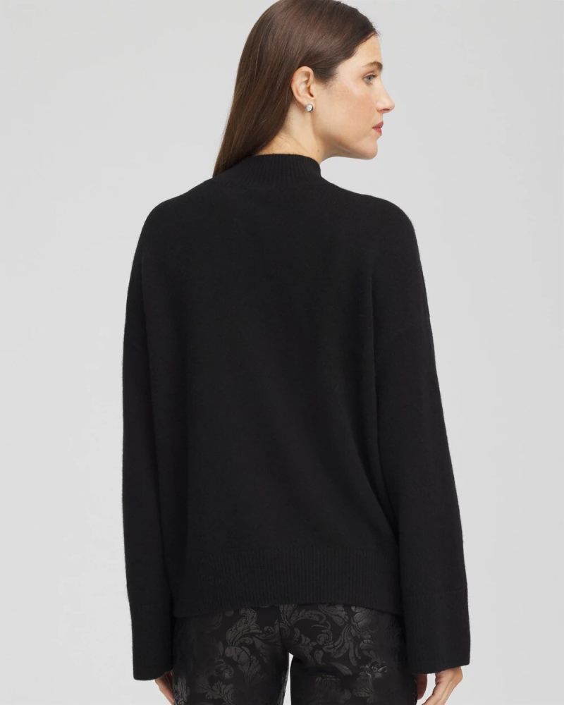 Chicos Cashmere Mockneck Sweater - BLACK