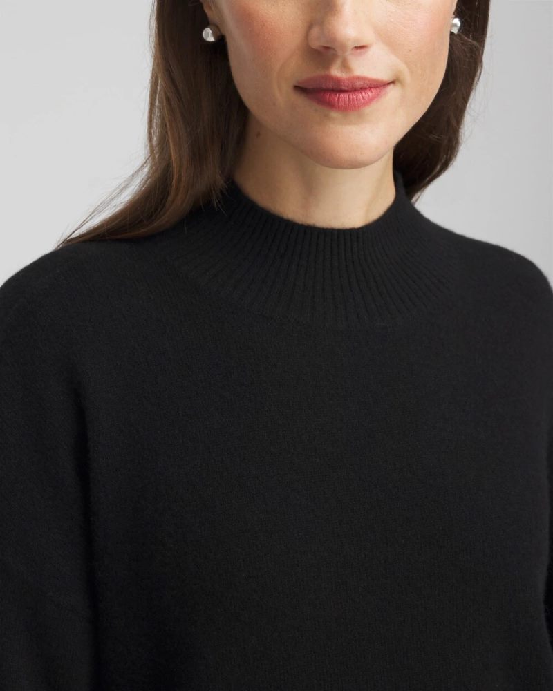 Chicos Cashmere Mockneck Sweater - BLACK