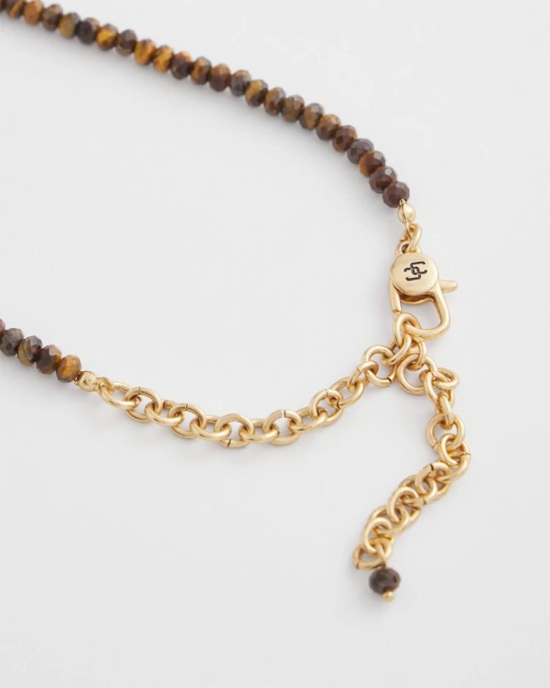 Chicos Genuine Tiger's Eye Stone Necklace - NEUTRAL