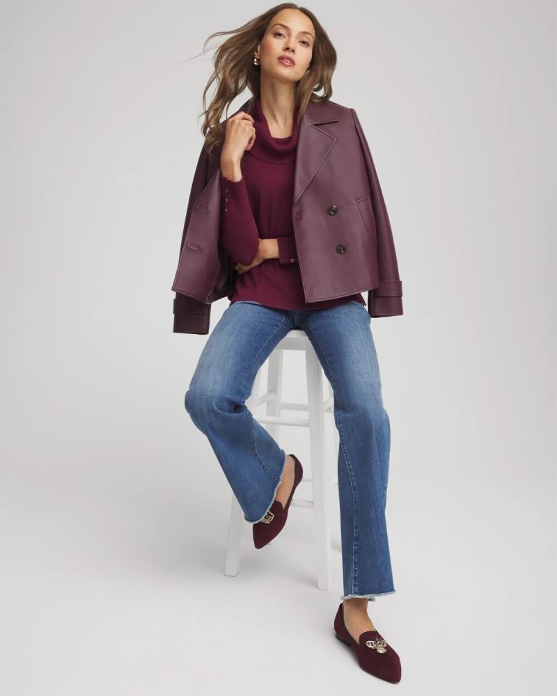 Chicos Cowlneck Long-Sleeved Sweater - DEEP CHIANTI