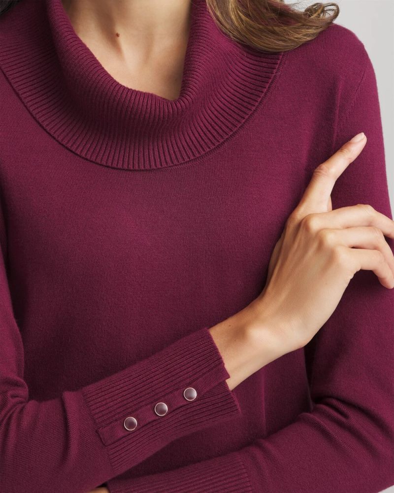 Chicos Cowlneck Long-Sleeved Sweater - DEEP CHIANTI