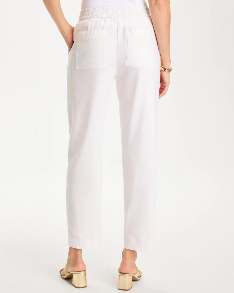 Chicos Soft-Stretch Linen Straight Tapered Ankle Pants - ALABASTER