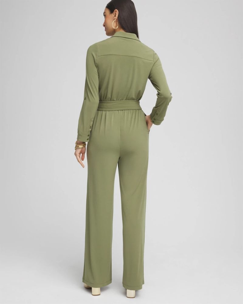 Chicos Belted Jersey Maxi Jumpsuit - RUSTIC OLIVE