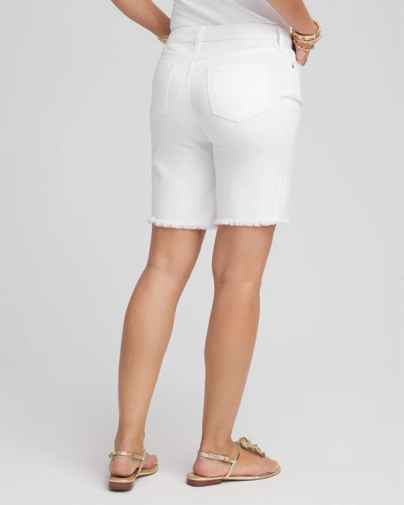 Chicos So Slimming® Frayed Girlfriend Jean Shorts - ALABASTER