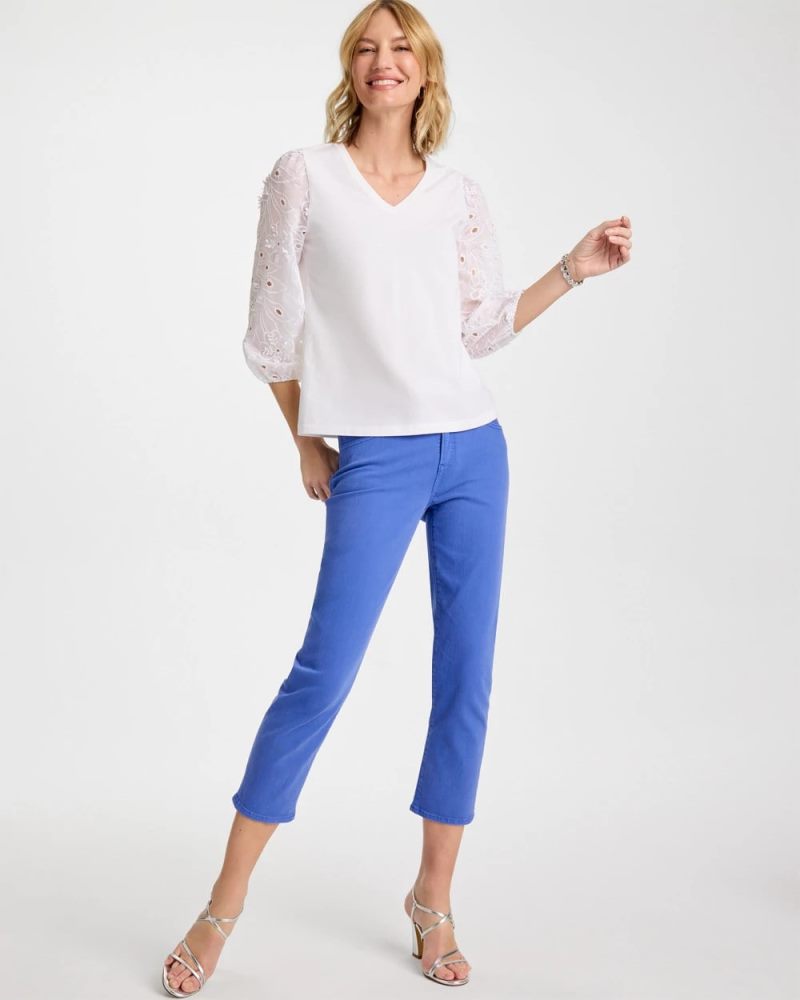 Chicos Girlfriend Slim Cropped Jeans - AMPARO BLUE
