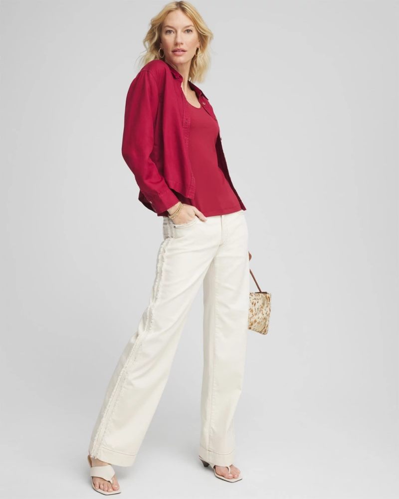 Chicos Sea Salt High-Rise Frayed Jeans - NATURAL SEEDED