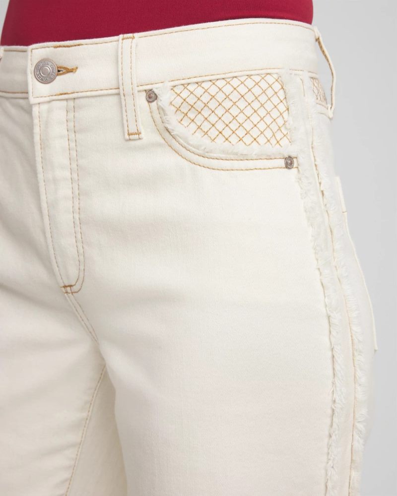 Chicos Sea Salt High-Rise Frayed Jeans - NATURAL SEEDED