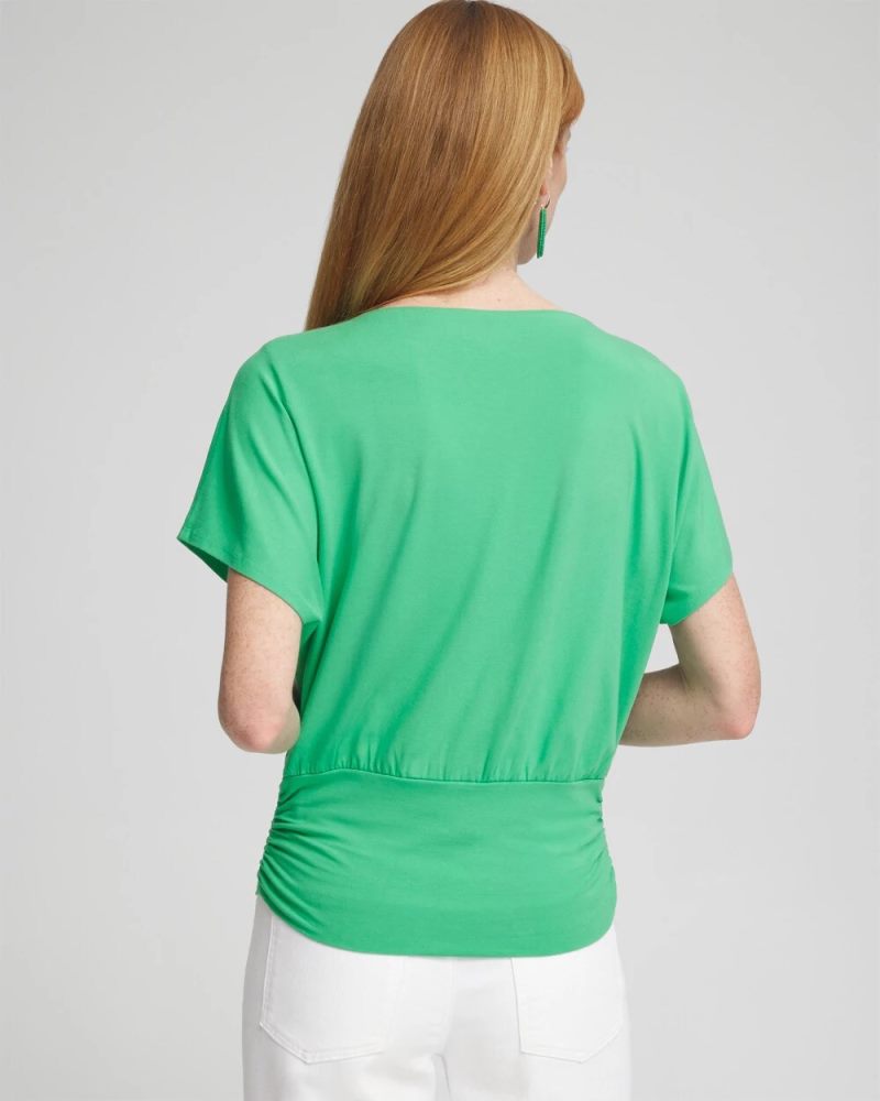 Chicos Touch of Cool™ Ruched Banded Hem Top - GRASSY GREEN