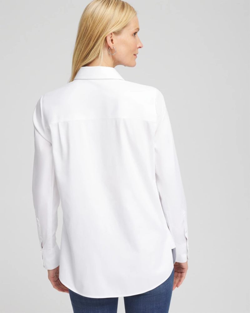 Chicos No Iron Wildflower Embroidered Shirt - OPTIC WHITE