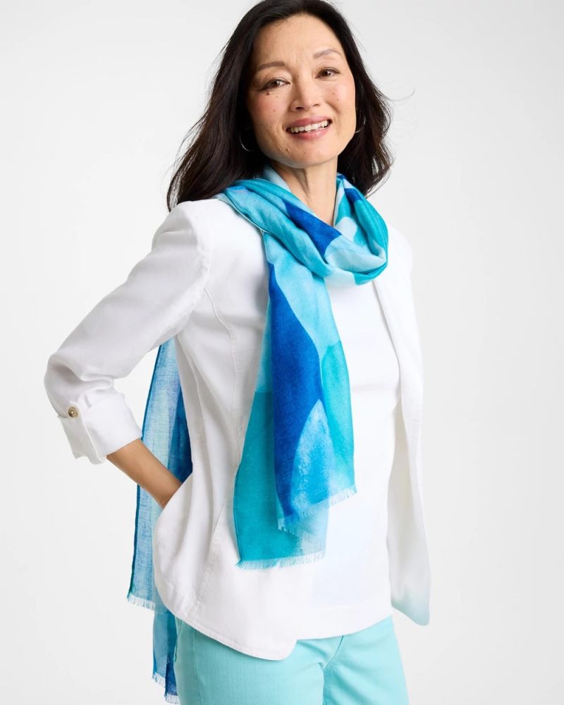 Chicos Sea Spray Oblong Scarf - BLUE