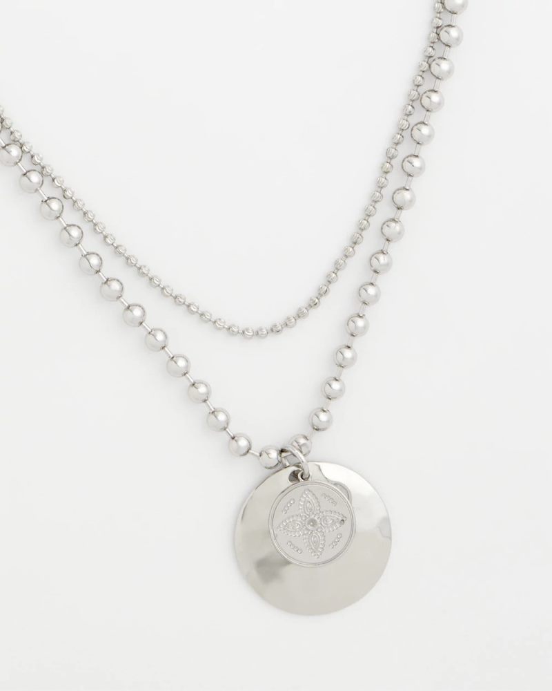 Chicos Short Silver Ball Chain Pendant - SILVER