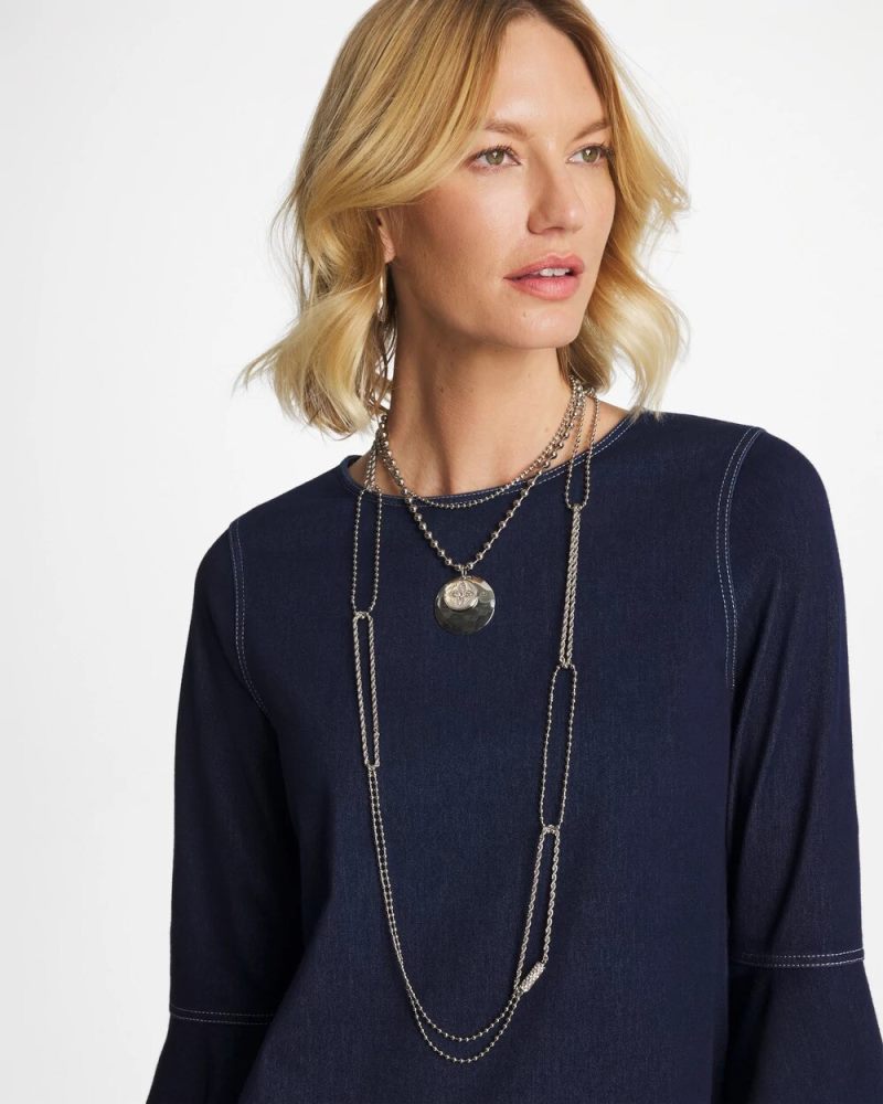 Chicos Short Silver Ball Chain Pendant - SILVER