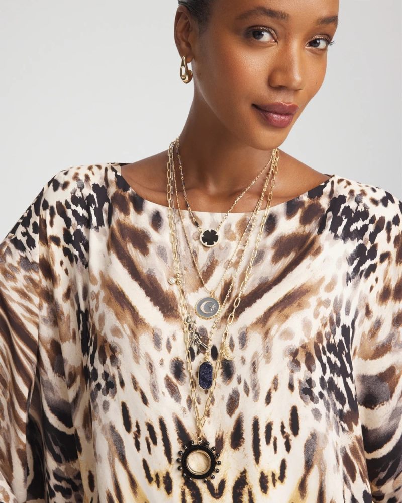 Chicos Convertible Layered Tourmaline Necklace - BLACK