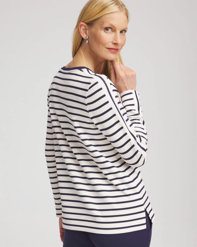 Chicos Zenergy® Soft Striped Top - PASSPORT BLUE