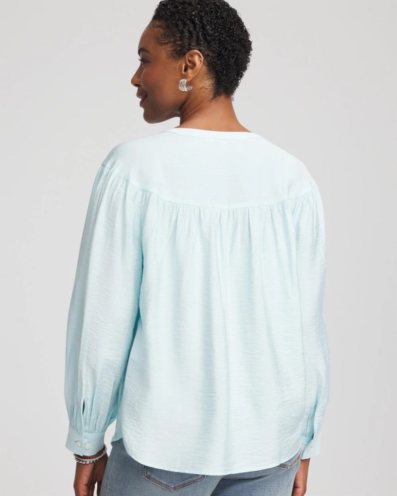 Chicos Woven Relaxed-Fit Shirt - BLUE MENTHE