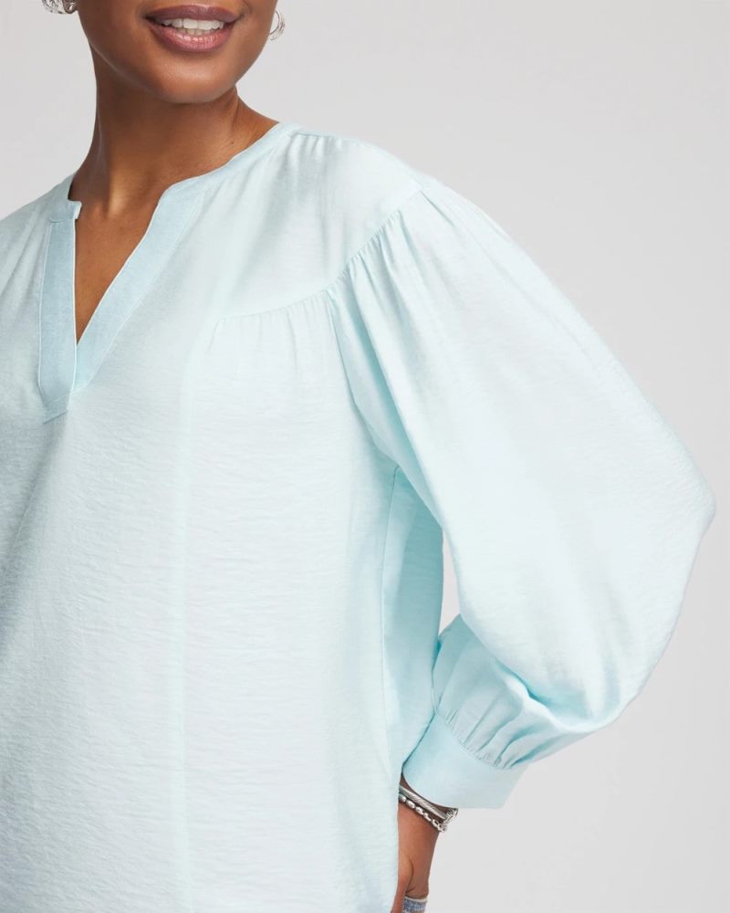 Chicos Woven Relaxed-Fit Shirt - BLUE MENTHE