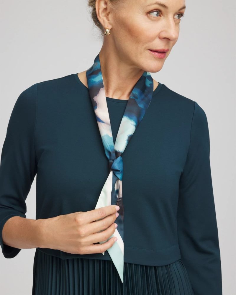 Chicos Skylight Double-Sided Skinny Scarf - TEAL SHADOW