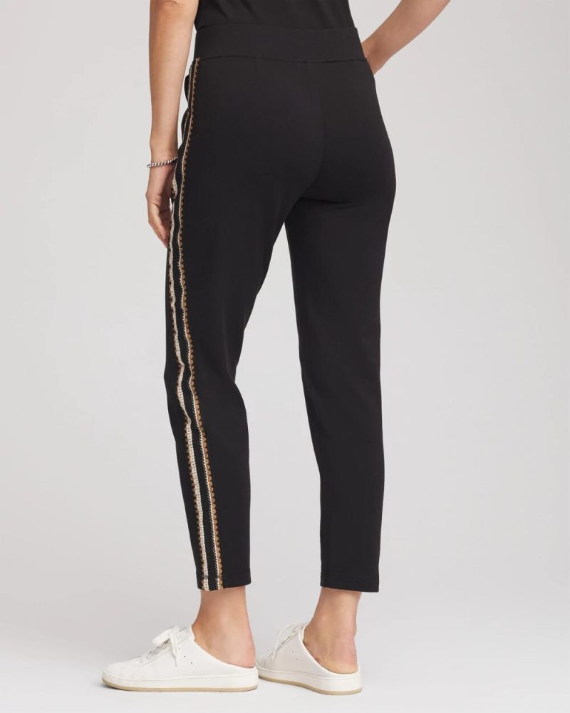 Chicos Zenergy® Lattice-Trim Ankle Pants - BLACK