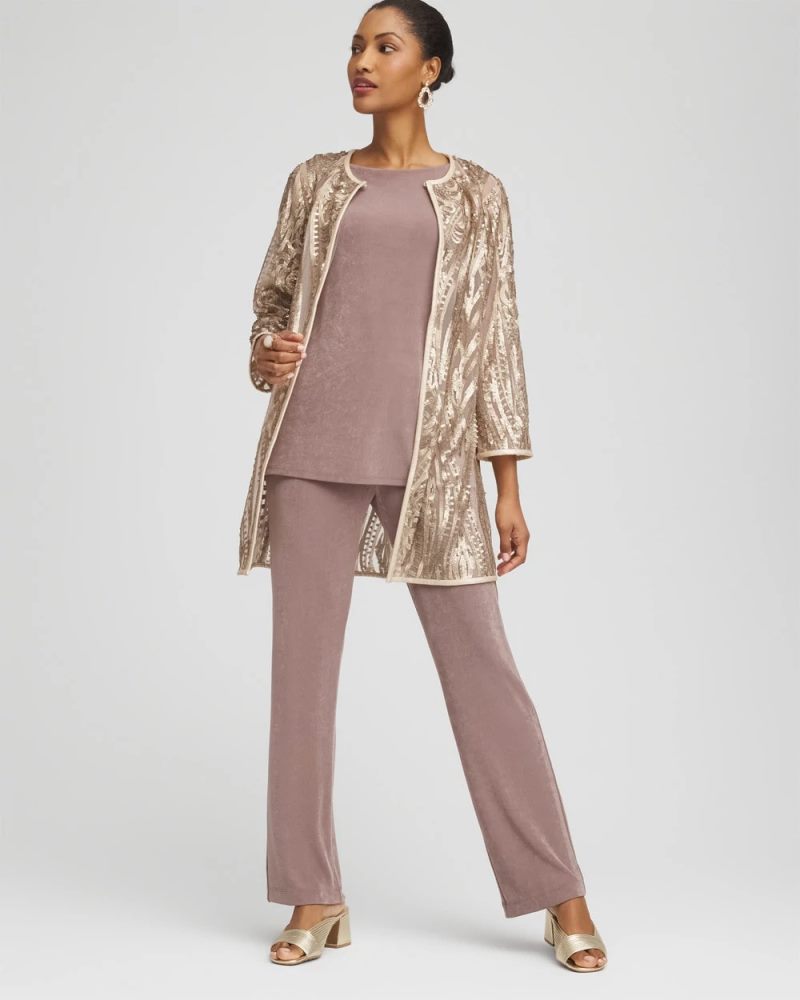 Chicos Travelers™ Collection Champagne Sequins Jacket - CHAMPAGNE