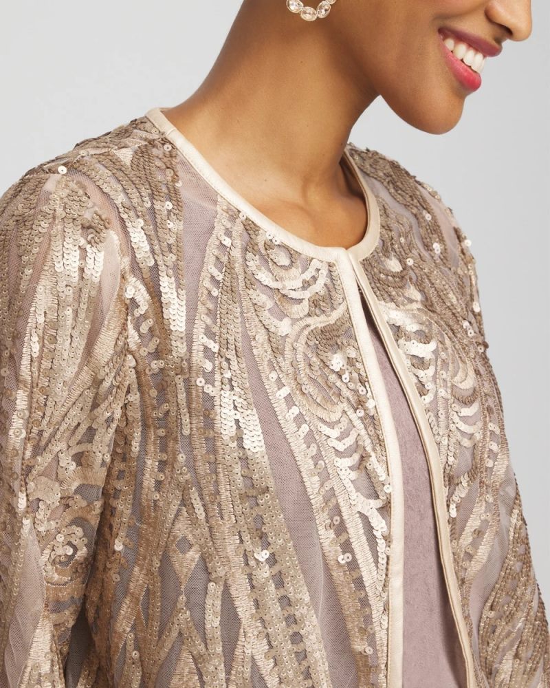 Chicos Travelers™ Collection Champagne Sequins Jacket - CHAMPAGNE