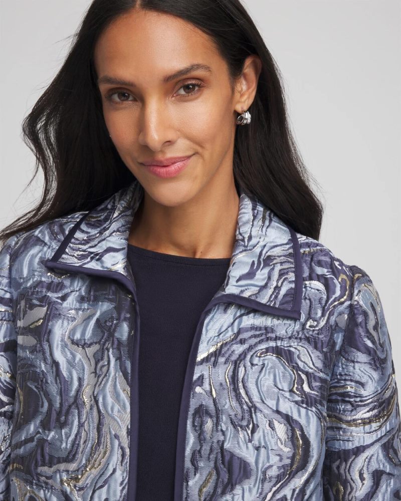 Chicos Travelers™ Jacquard Swirl Jacket - TRAVELERS INDIA INK